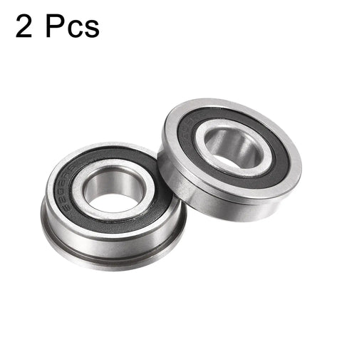 2 Pcs Flanged Ball Bearing F6202 2RS 15x35x11mm Double Sealed Chrome Steel Bearings Pack Of 2, ABEC1
