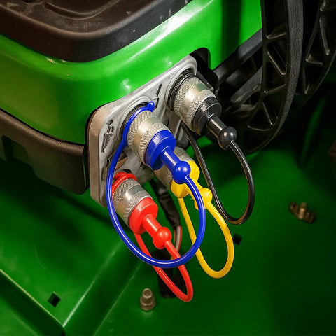 8 Piece Car Hydraulic Quick Coupler Dust Cap and Plug Set With Retention Ring Includes Male Dust Cover and Female Plug For Quick Disconnector Port Fitting Compatible With One Quarter Inch 54D 60D on hydraulic couplers