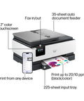 OfficeJet Pro 8139e Wireless All In One Color Inkjet Printer With Print Scan Copy Fax Auto Document Feeder Duplex For Home Office AI Features And 1 Year Instant Ink Trial Included, showing touchscreen, document feeder, and output tray.