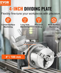 VEVOR 4-inch rotary table with dividing plate for milling machines; silver metal with dial scale and handwheels