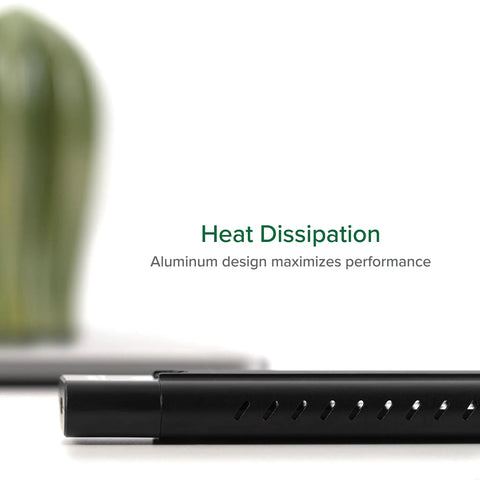 Side view of M.2 NVMe SSD Enclosure USB-C 10Gbps Rocket Fast Tool Free Driverless with focus on heat dissipation design.