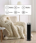 Indoor Space Heater With Remote, 24-Inch Oscillating Tower, 1500W Quiet PTC Ceramic Heater in a cozy living room setup
