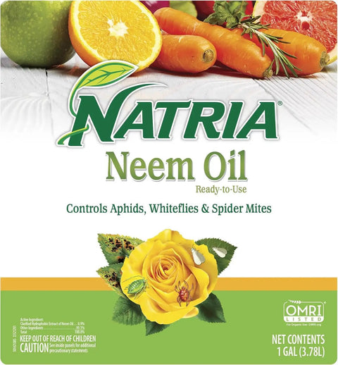 Neem Oil Spray For Gardening Ready To Use Pest And Disease Control For Houseplants And Home Gardens 1 Gal Bottle label