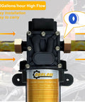 Image of 12V 75W Electric Fuel Transfer Pump Self Priming Portable 110 GPH showing close-up of pump features.