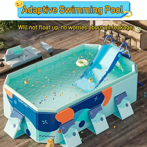 Foldable Pool Water Slide For Backyards And Indoors, Portable Summer Fun With Durable Plastic Build, Easy Setup Ladder