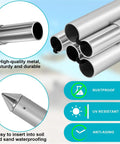 6.56ft Foldable Beach Tent Poles Replacement for Grande Canopy with aluminum alloy material and pointed sand base