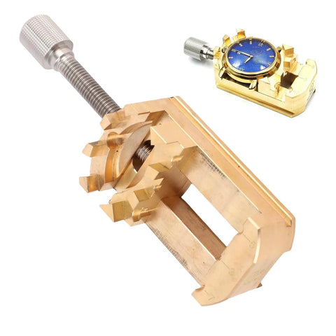 Solid Mini Vise Clamp With Soft Copper Jaws For Watch Repair Jewelry Making Electronics And Woodworking Projects, showing detailed copper jaws and adjustable grip.