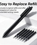 12 Pack Gel Pens 0.7mm Medium Point Black Ink with 6 Extra Refills Retractable Silent Click Fidget Design pen and refills