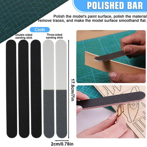 Sanding sticks from 25-Piece Model Building Tools Kit for Hobbyists and DIY Enthusiasts for plastic figures and mini kits.