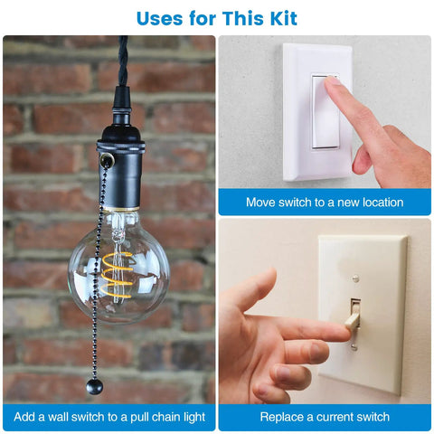 Easy Install Wireless Light Switch And Receiver Kit With 300Ft RF Range Battery Included No Wiring Needed Remote Wall Switches For Lights And Fans That Work Through Walls Ideal For Home Automation in use scenarios.