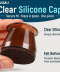 Heavy Duty Silicone Chair Leg Protectors With Felt Bottoms Keep Hardwood Floors Pristine Furniture Glides Smooth As Butter clear silicone cap with brown felt bottom