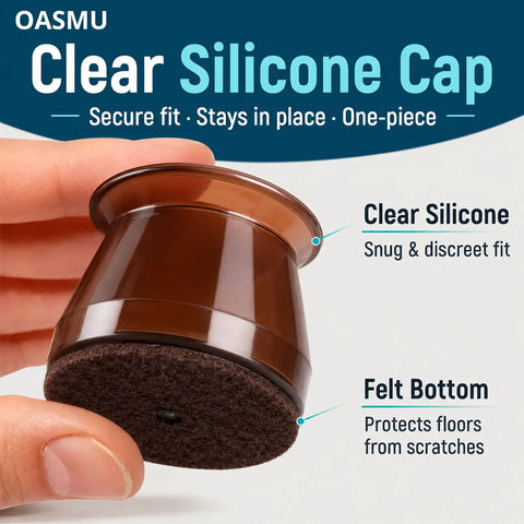 Heavy Duty Silicone Chair Leg Protectors With Felt Bottoms Keep Hardwood Floors Pristine Furniture Glides Smooth As Butter clear silicone cap with brown felt bottom