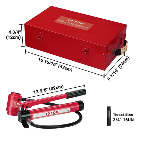Heavy Duty 10 Ton Hydraulic Knockout Punch Set Rugged Pro Workhorse Handles Half To Two Inch Conduit And Sheet Metal Slick Jobsite Ready Die Kit With Quick Swap Draw Studs
