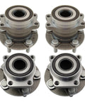 Four Piece Front And Rear Wheel Bearing And Hub Assembly Set For Subaru Crosstrek XV Forester Impreza 2014 2015 2016 2017 2018 2019 2020 2021 2022 2023 16 23 Complete Kit With Front And Rear Hubs displayed in four sections