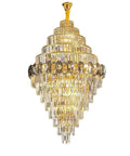 Premium Smoke Gray Crystal Chandelier Ceiling Fan 42 Or 48 Inch Dimmable LED Lights Smart Three Color Remote Control Gold Tone Blades, elegant design.