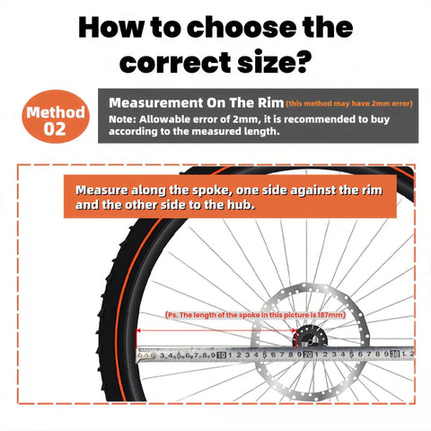 Guide for measuring bike spoke length on wheel, featuring 12G Steel Bike Spokes For Electric Bicycles And E-Bikes, Heavy Duty 2.5Mm Gauge.