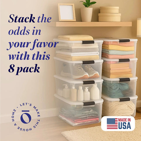 Top Shelf Clear Stackable Storage Bins Featuring Secure Snap Lock Lids 64 Quart Capacity Containers For No Fuss Home Organization And Closet Sorting Made In The Usa