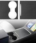 Center Console Carbon Fiber Wrap Kit For Tesla Model Y 2020-2024 And Model 3 2021-2023 2Pcs Matte Interior Trim Cover installation view