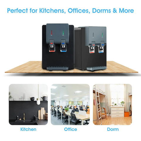Countertop Water Cooler Dispenser For Home Office Dorms Black Holds 3 Or 5 Gallon Jug Top Loading Hot And Cold Water Unit