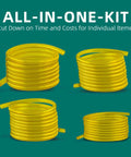 Coiled yellow hoses of four sizes for Four Size Small Engine Fuel Line Hose Kit For Lawn Mower Chainsaw Trimmer Blower And Other Gas Tools