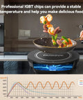 Flex Precision Induction Cooktop With Shatterproof Ceramic Glass 10.25 Inch Surface, sautéing vegetables in pan on cooktop, kitchen setting.