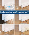 Demonstration of All In One Door Seal Kit With Weather Strips For Doors And Windows White Includes 39 Ft Self Adhesive Weather Strips And 43 Inch Under Door Sweep To Block Wind Dust Draft Insects And Stop Door Cracks No Sweat Peel And Stick
