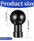 Durable Aluminum 17mm Ball Head Mount with 1/4-20 screw, showing product dimensions on grid background