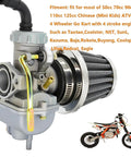 Carburetor Kit for 50cc to 125cc 4 Stroke ATVs Quad Go Karts Dirt Bikes With Air Filter and Fuel Filter Beef Up Performance Direct Fit Replacement for Most 4 Stroke Engines Under 125cc, front view.