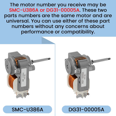 Convection Fan Motor DG31-00005A Replacement Single Unit for Microwave Oven 120V 60Hz Left-Hand Shaft Threads Fits AP4338602 SMC-U386A