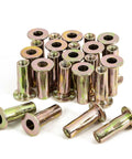 25Pcs M6 Multi Grip Rivet Nuts Pre Bulbed Shank Carbon Steel Zinc Plated Flat Head Threaded Insert Nuts Set For Auto Machinery And Diy Projects Durable Quick Install Fasteners.