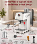 Top Shelf Dual Boiler Espresso Machine With 58 MM Commercial Brew Head And Powerful Steam Wand For Killer Crema And Easy Home Barista Shots In Classic Ivory with removable water tank and stainless steel body.