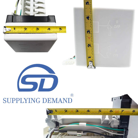 Refrigerator Ice Maker Assembly Replacement Fits W10793298 W10377152 W10469286 with measuring tape for sizing