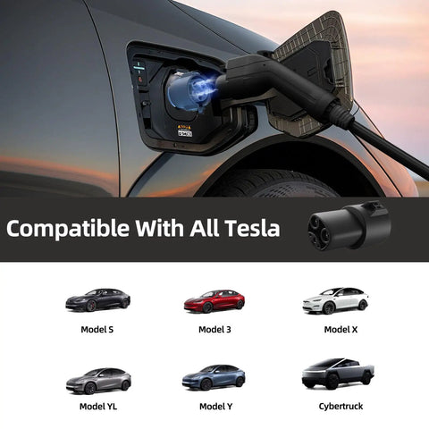 Badass J1772 To Tesla Charging Adapter With 80 Amp Fast Plug Capability For Every Model S X Y 3 And Cybertruck charging at Tesla port.