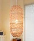 Boho Chic Natural Rattan Pendant Light With Woven Shade, 1 Light Hanging Ceiling Lamp for Bar and Hallway, rustic modern chandelier