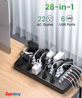 22 Outlet Power Strip Surge Protector With Six Point Five Foot Flat Plug Extension Cord Ideal Charging Hub for Home Office setup
