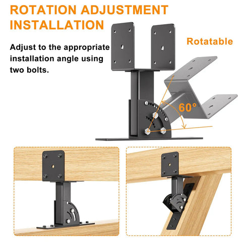 Pergola Roof Rise Bracket Kit With Adjustable Angle Mounts For 4x4 And 4x6 Lumber 3 Pack DIY Patio Cover Support Brackets To Elevate Your Outdoor Space And Secure Rooftop Mounts