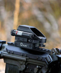 1x22x33 Reflex Sight with Red and Green Dot Reticle, 4 Reticle Modes, 2mW Red Laser, rugged aluminum build mounted on rifle