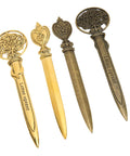 Sleek Zinc Alloy Letter Opener With Retro Pattern, Ergonomic Handle, Compact Desk Accessory For Home Office, Safe Mail Opener