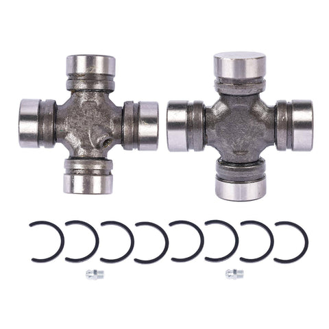 Heavy Duty Front Axle U Joint Kit For Jeep TJ XJ Wagoneer Dana 30 Or Dana 44 Front Axles With 1310WJ ISR Inside Snap Ring Non Greasable 1.188 Inch Cap Pack Of 2 For Trail Ready Replacement showing two U-joints and snap rings
