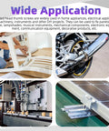 Collage showing wide applications of Thumb Screw Set With Knurled Flat Heads in furniture, motorcycles, machinery, and electronics.