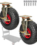 Heavy Duty Swivel Caster Wheels For Workbench, Cart, And Industrial Furniture, Shock Absorbing Rubber Rollers, 300 Kg Capacity, Brakes