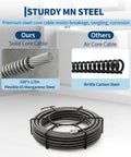 Heavy Duty 100 Foot Drain Snake Cable Knocks Out Tough Kitchen And Bathroom Clogs Solid Core Half Inch Manganese Steel comparison image.