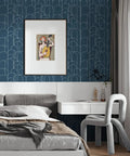 Peel And Stick Geometric Blue Textured Wallpaper For Walls And Furniture Renovation Self Adhesive Removable Contact Paper in bedroom.