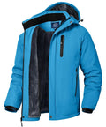 Men's Ski Snow Jacket Waterproof Insulated Coat With Fleece Hood Weatherproof Winter Mountain Outerwear For Outdoors Blue Large Open View