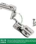 Premium USA Made 108 Degree 1-1/4 Inch Overlay Self Close Screw-On Compact Cabinet Hinge with screws visible