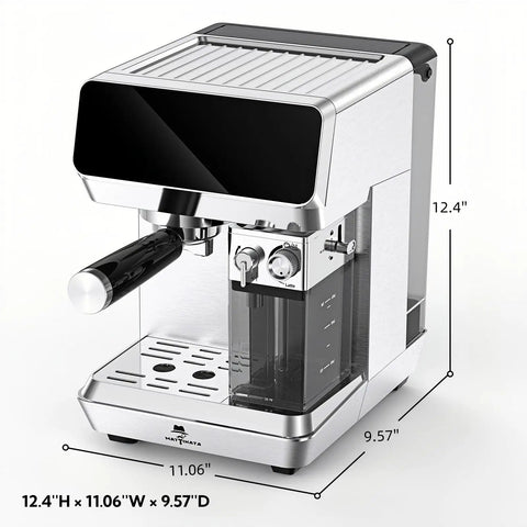 Semi Automatic Dual Boiler Espresso Machine With Auto Milk Frother For Barista Vibes Cappuccinos Lattes And Top Shelf Morning Espressos With No Fuss Brewing Right In Your Own Kitchen, dimensions 12.4x11.06x9.57 inches.