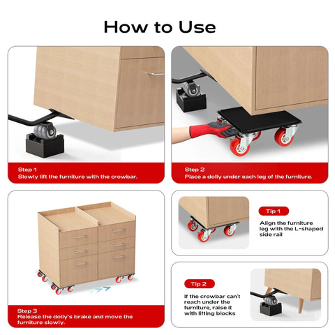 Usage instructions for Heavy Duty Furniture Dolly With 5 Wheels For Easy Moving Of Heavy Furniture In Home Or Office