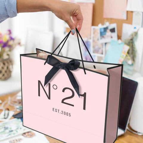 13 Inch Birthday Gift Bag Set With Card Envelope Ribbon Bow And Tissue Paper For Women And Girls Handles Includes Greeting Card Milestones From 13th To 100th with elegant design and black ribbon.