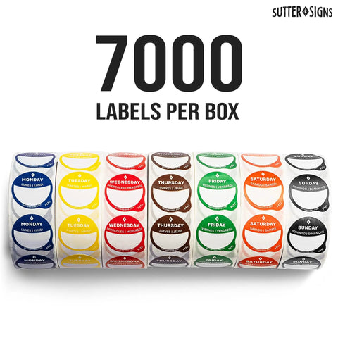 Removable 1 Inch Day Of The Week Date Dots For Food Storage Meal Prep Labels In A Dispenser Box 7000 Food Container Labels