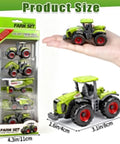 Five Pack Diecast Farm Tractor Toy Set With Combine Harvester And Digger Loader Kid Favorite Realistic Mini Farming Trucks packaging